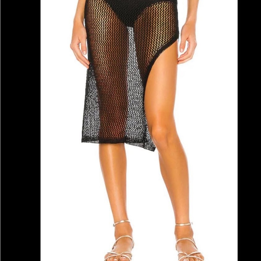 Superdown Black Crochet Maxi Skirt